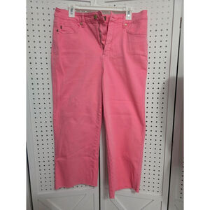 Judy Blue 15/32 Pink stretch raw hem crop jeans. Inseam 24"